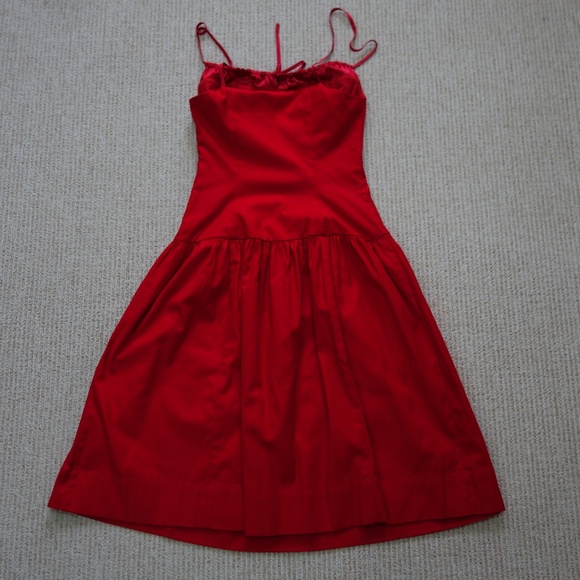 Reformation Analise Red Poplin  Dress - Picture 4 of 8